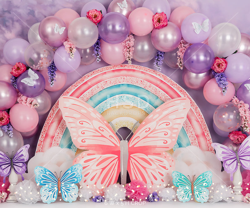 Butterfly Theme Birthday Backdrop for Cake Smash Photos